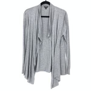 Ann Taylor Women's Size LP Open Front Waterfall Thin Cardigan Sweater Gray